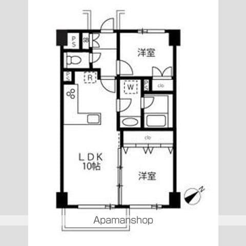 パークサイド六本木(2LDK/2階)の間取り写真