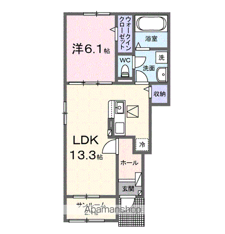 アルカディア(1LDK/1階)の間取り写真