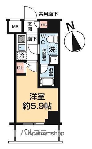 ヴァローレ松戸フィーロ(1K/6階)の間取り写真