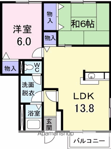 サンシェール B(2LDK/1階)の間取り写真