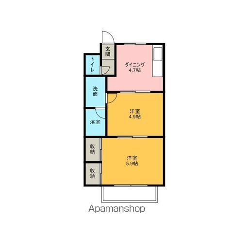 メゾンロワ七日町(2K/2階)の間取り写真