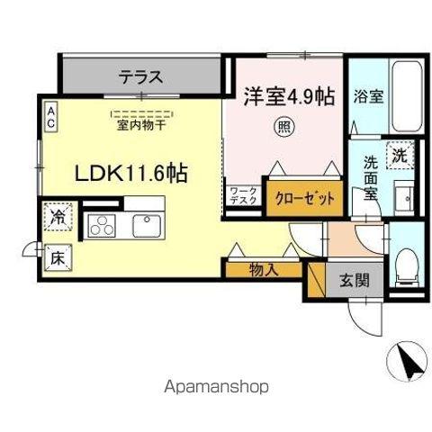 SERENVITA ウエスト(1LDK/1階)の間取り写真