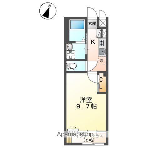 山陽本線 東福山駅 徒歩17分 2階建 築6年(1K/1階)の間取り写真