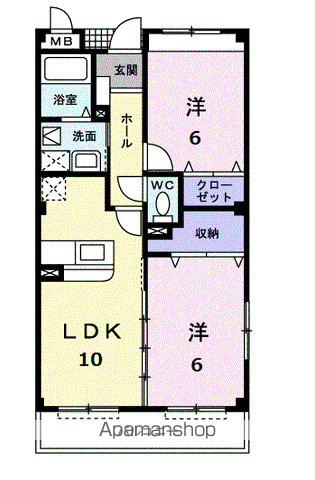 ヴィアラッテア(2LDK/1階)の間取り写真