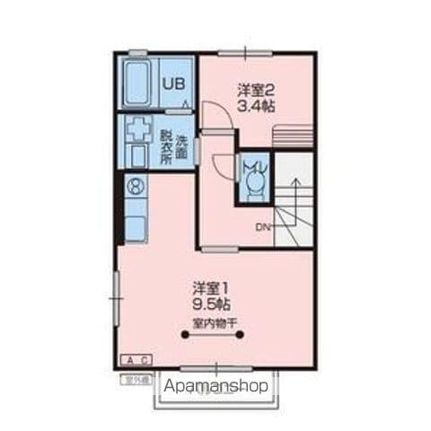 クラヴィア(1K/2階)の間取り写真