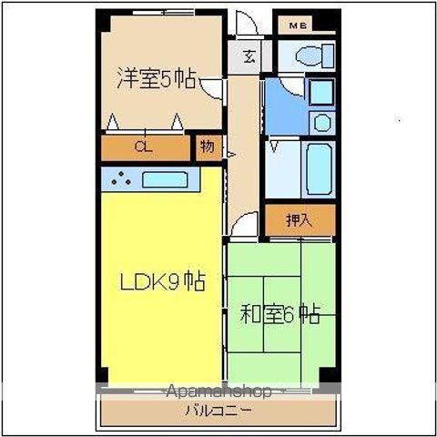 フォレストコート岸和田(2LDK/4階)の間取り写真