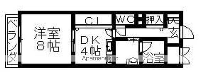 ルトゥール(1DK/4階)の間取り写真