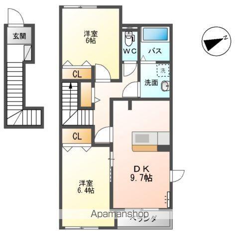 DIMOA(2DK/2階)の間取り写真
