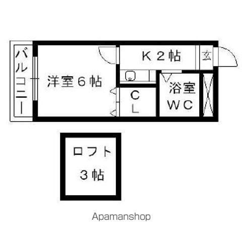 ラックポート美野島(1K/1階)の間取り写真