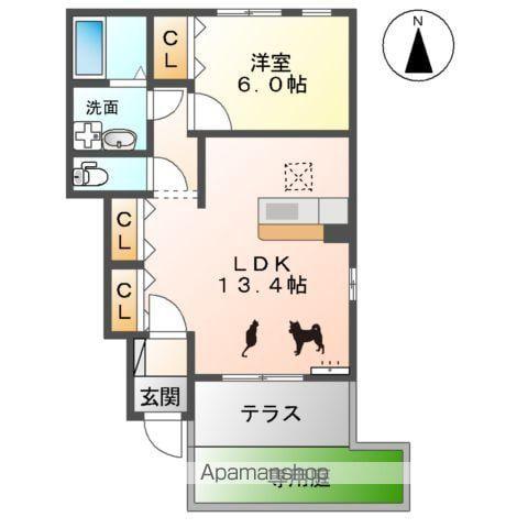 フェリジータⅡ(1LDK/1階)の間取り写真