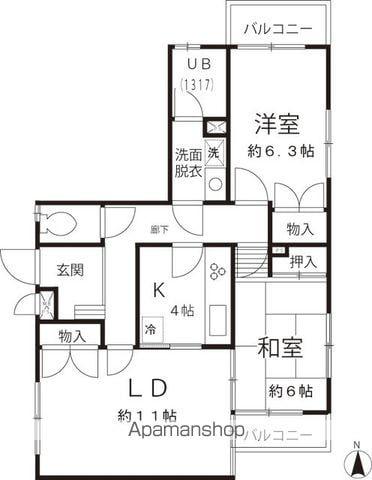 カスティーヨ杵島(2LDK/1階)の間取り写真