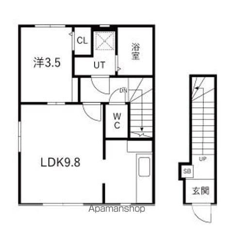オリエンスB(1LDK/2階)の間取り写真