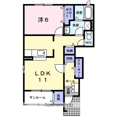 アクティブY21B(1LDK/1階)の間取り写真