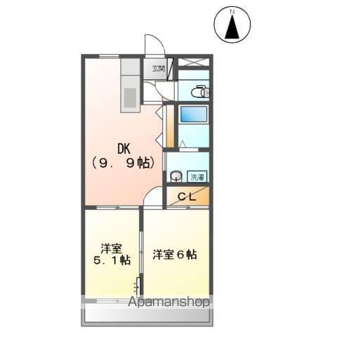 ベルグラース(2DK/2階)の間取り写真