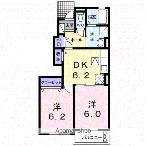 サンシャインエムツー(2DK/1階)の間取り写真