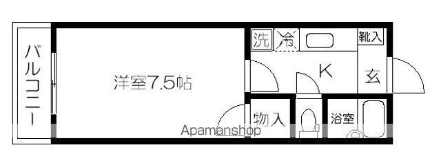 グランデル黒髪(1K/1階)の間取り写真