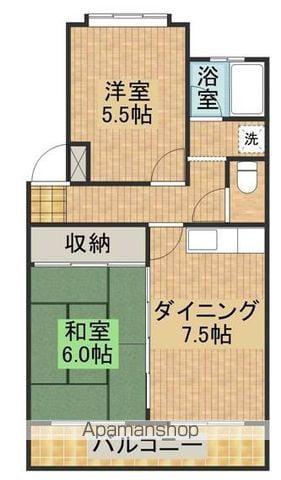 エレガンスヴィラ清武(2DK/1階)の間取り写真