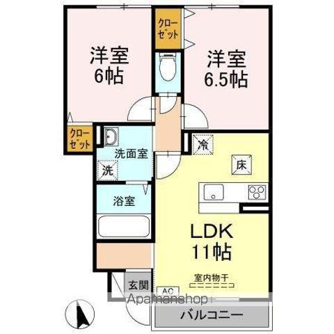 マロン・スクエア A棟(2LDK/1階)の間取り写真