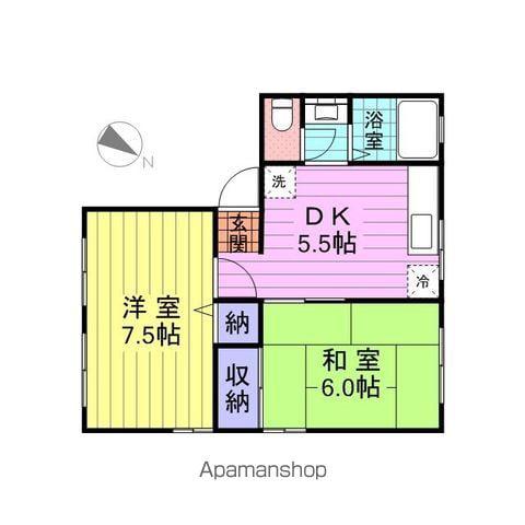 ガーデンヒルズ櫻井壱番館(2DK/2階)の間取り写真