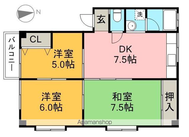 ハイツ薫Ⅱ(3DK/2階)の間取り写真