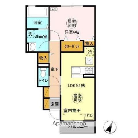 レイクビューみなみ(1LDK/1階)の間取り写真