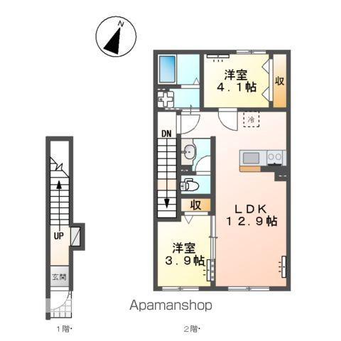 鹿嶋市大字平井 アパート工事(2LDK/2階)の間取り写真