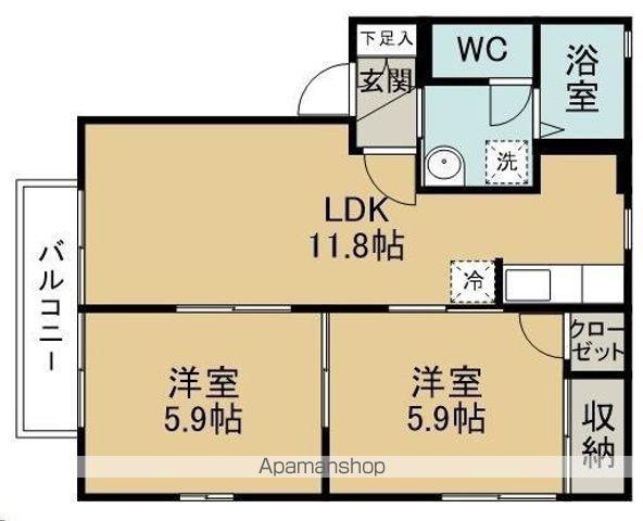 グランドゥールⅢ(2LDK/1階)の間取り写真