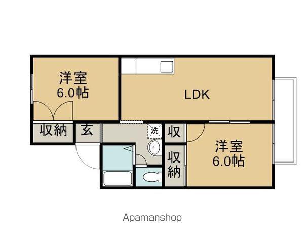 サニーヒルA(2LDK/2階)の間取り写真