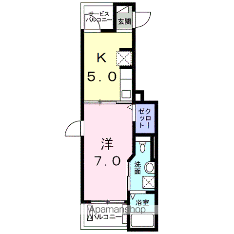 プリムヴェール Ⅱ(1DK/3階)の間取り写真