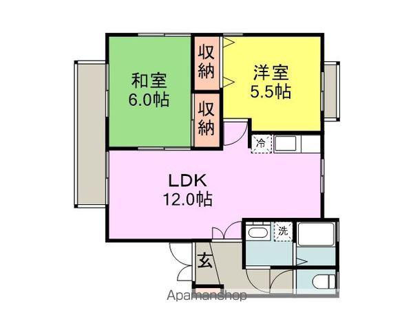 エクセルハイツ南(2LDK/2階)の間取り写真