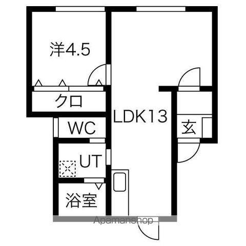 グランクラッセ中の島(1LDK/1階)の間取り写真