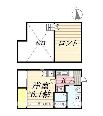 チェルカーレ大橋(1K/2階)の間取り写真