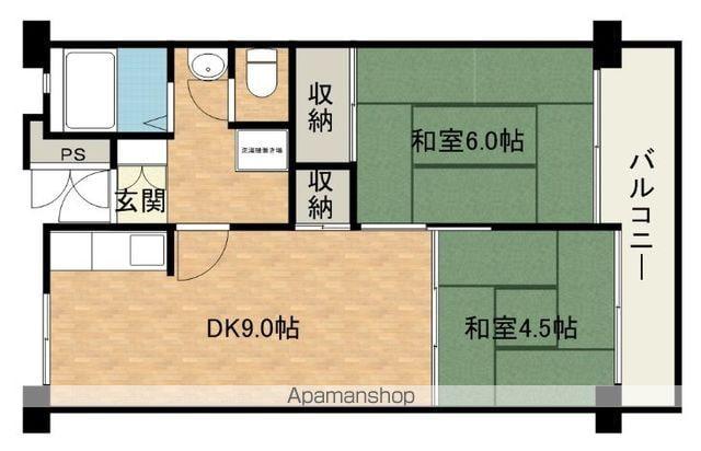 佐野湊団地 1号棟(2DK/14階)の間取り写真