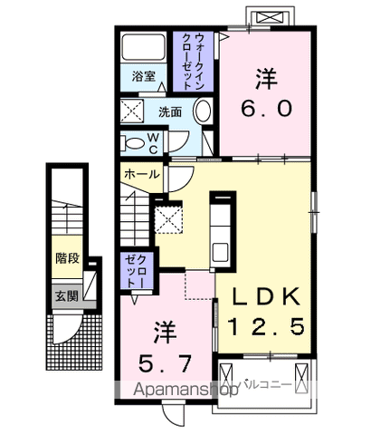 ミーテ・ルーチェ(2LDK/2階)の間取り写真