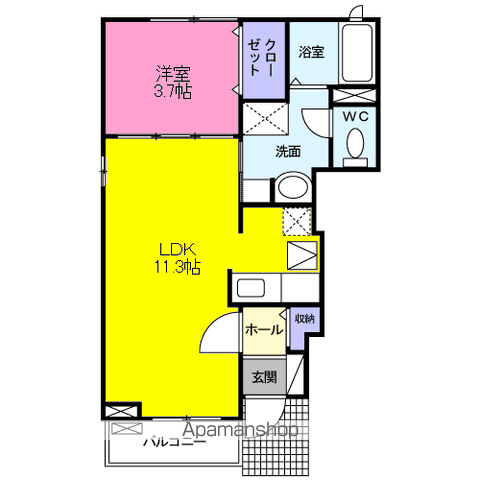 エアリーハウス(1LDK/1階)の間取り写真