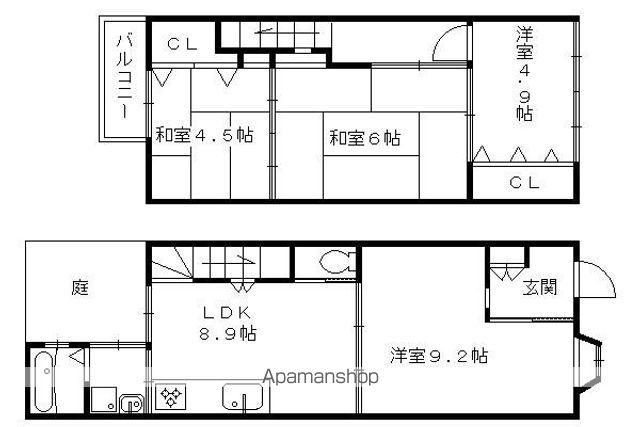京都市烏丸線 北大路駅 徒歩17分 2階建 築57年(4LDK)の間取り写真