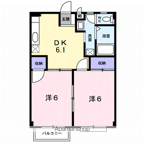 ブルースカイ鶴久(2DK/2階)の間取り写真