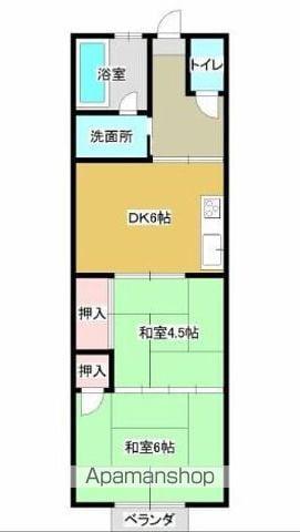 月見ヶ丘コーポ(2DK/2階)の間取り写真
