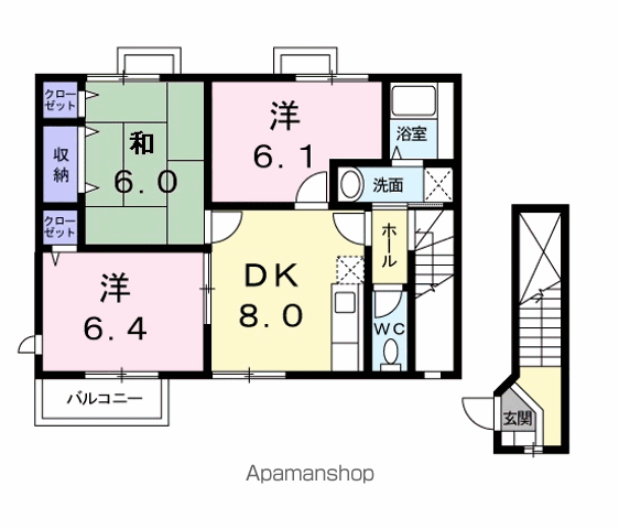 セントラルヒルズⅢ(3DK/2階)の間取り写真