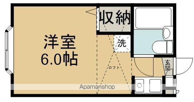 ヴィラヒルマ(ワンルーム/2階)の間取り写真