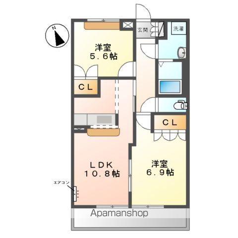 グレイスヴィラ(2LDK/1階)の間取り写真