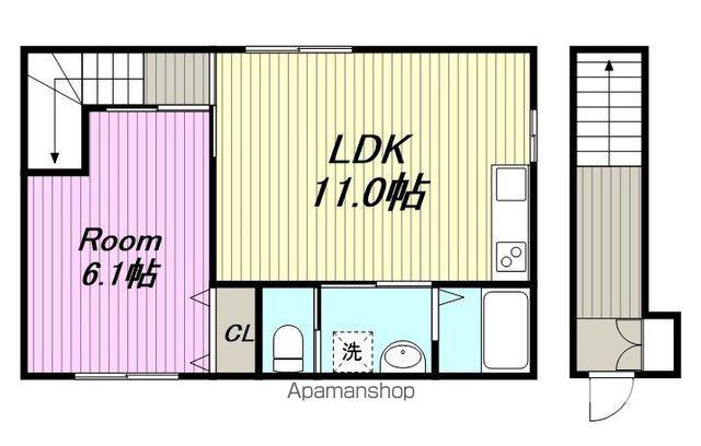 メゾン・ド・ボヌール坂下(1LDK/2階)の間取り写真