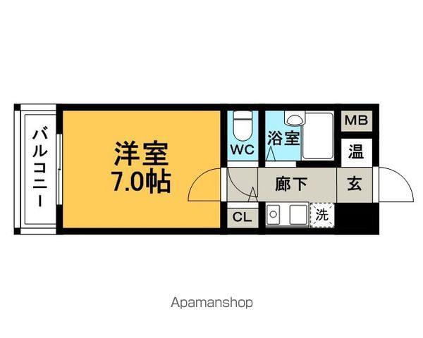 パンルネックスクリスタル箱崎(1K/4階)の間取り写真