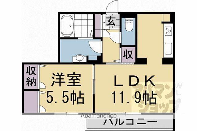シャーメゾンガーデン伏見稲荷(1LDK/2階)の間取り写真