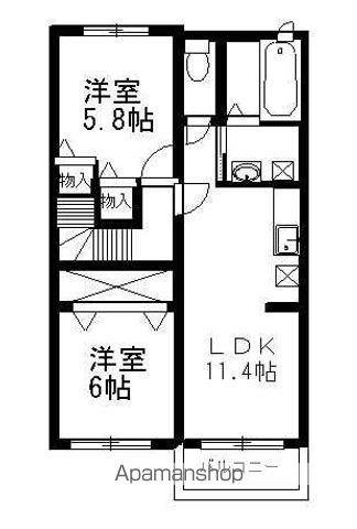 サンリットヒルズ(2LDK/2階)の間取り写真
