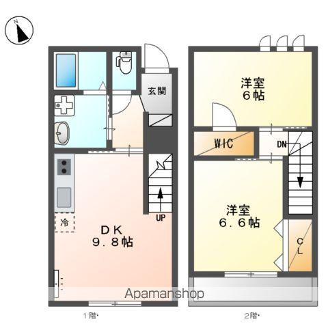 ヘリクリサム(2DK/2階)の間取り写真