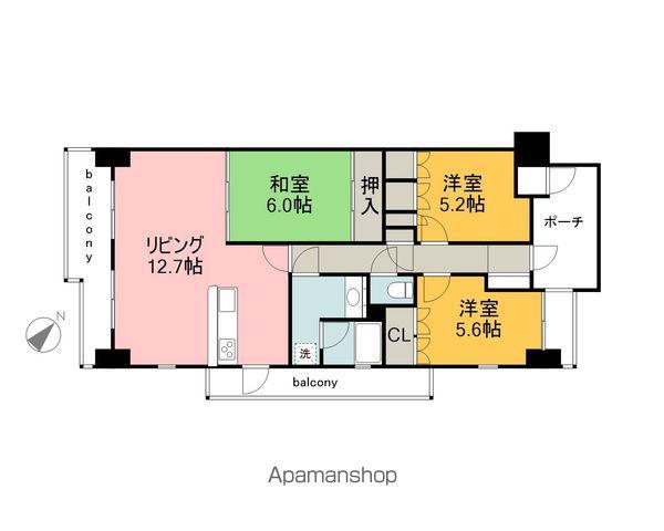 サーパス田方南(3LDK/4階)の間取り写真