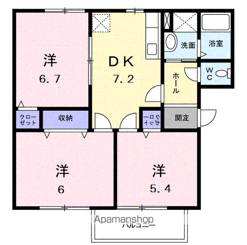 ハイツFLOWER(3DK/2階)の間取り写真