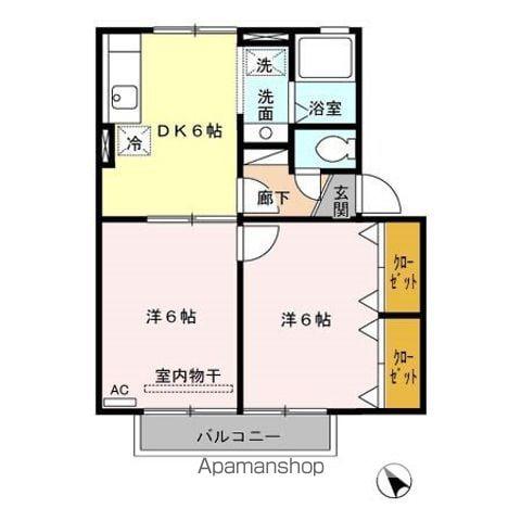ウィルモア輝A棟(2DK/2階)の間取り写真