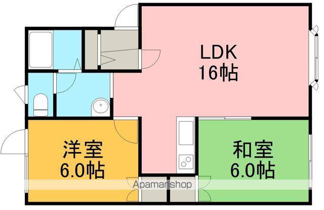 サジタリアマンション(2LDK/1階)の間取り写真